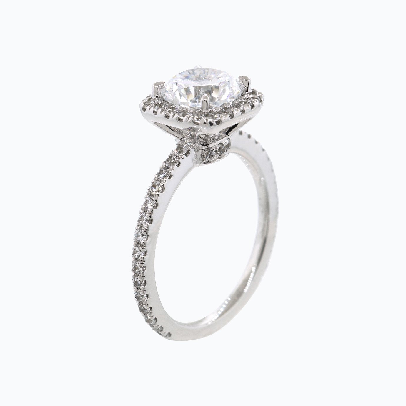 1.50 CT Round Halo & Pave Lab Grown Diamond Engagement Ring