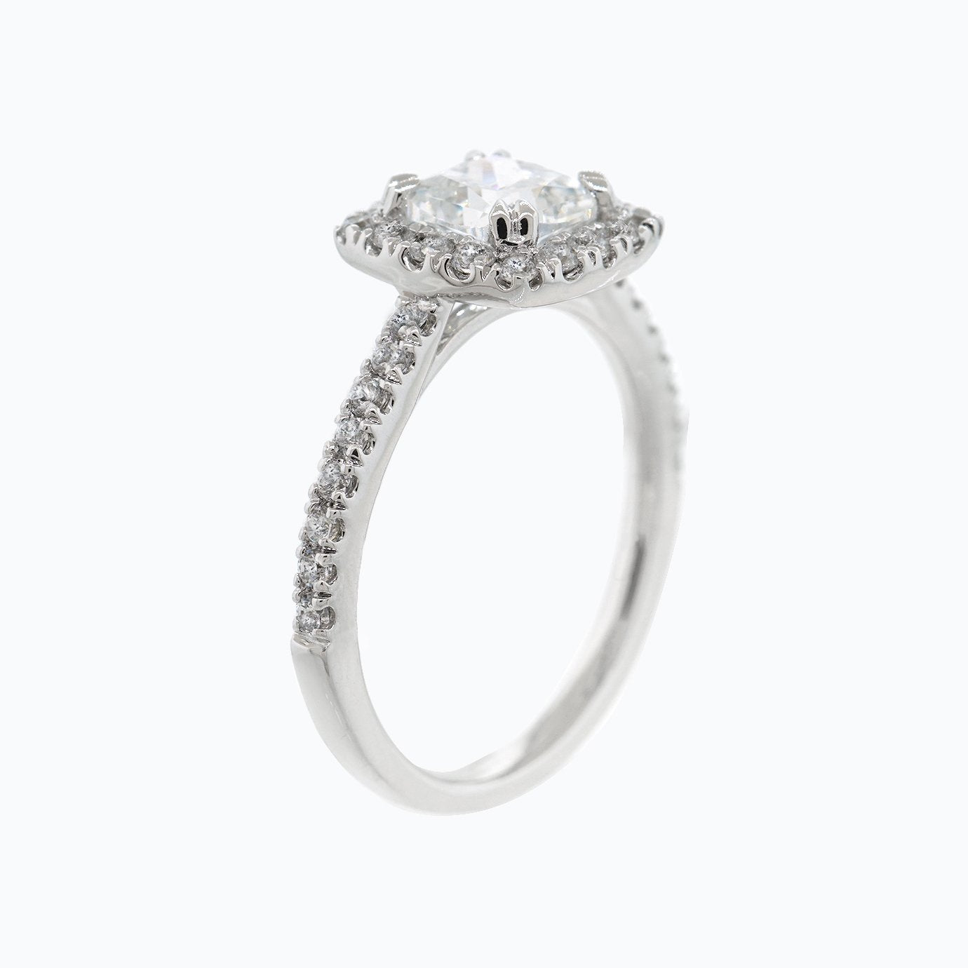 1.50 CT Cushion Halo & Pave Lab Grown Diamond Engagement Ring