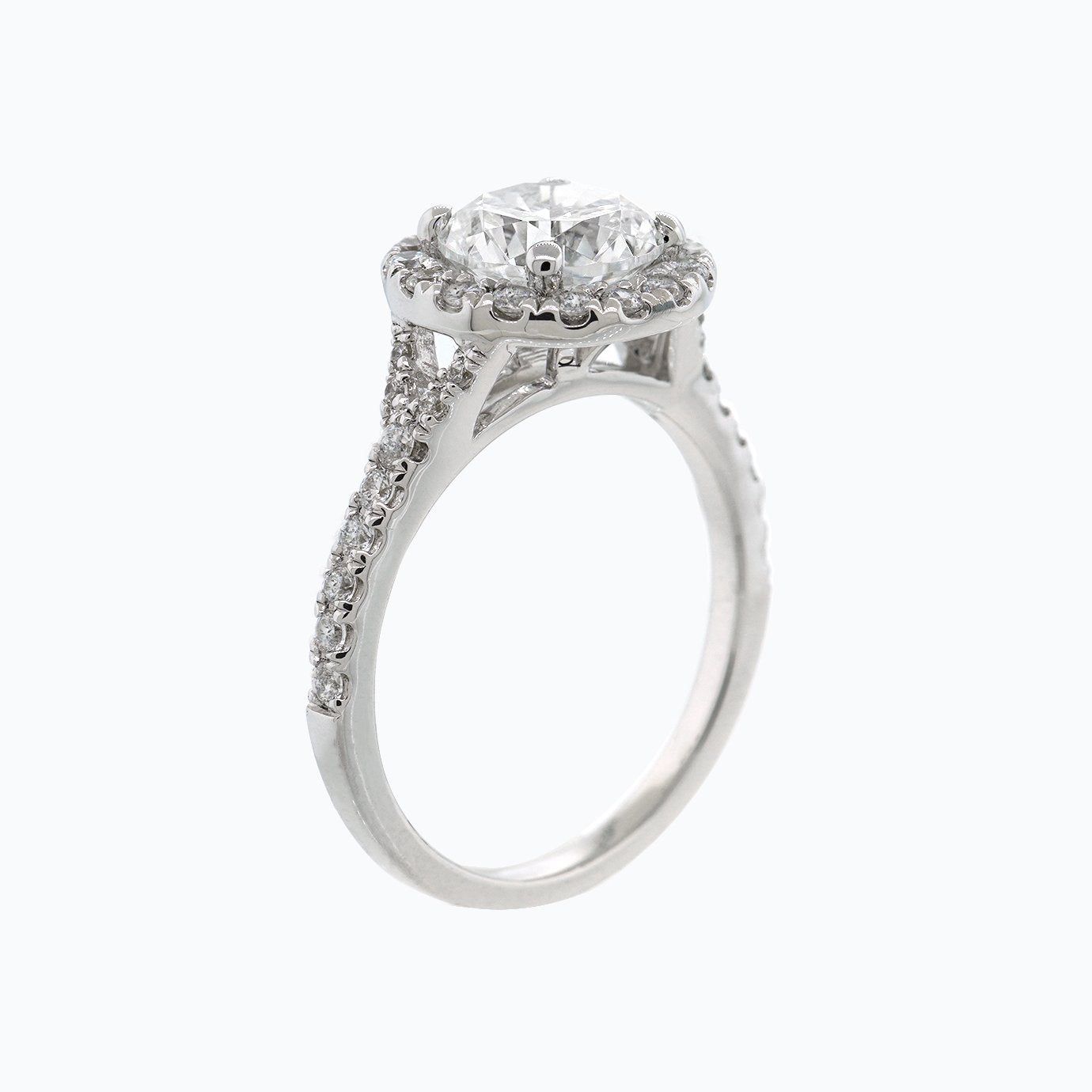 1.50 CT Round Halo & Pave Lab Grown Diamond Engagement Ring
