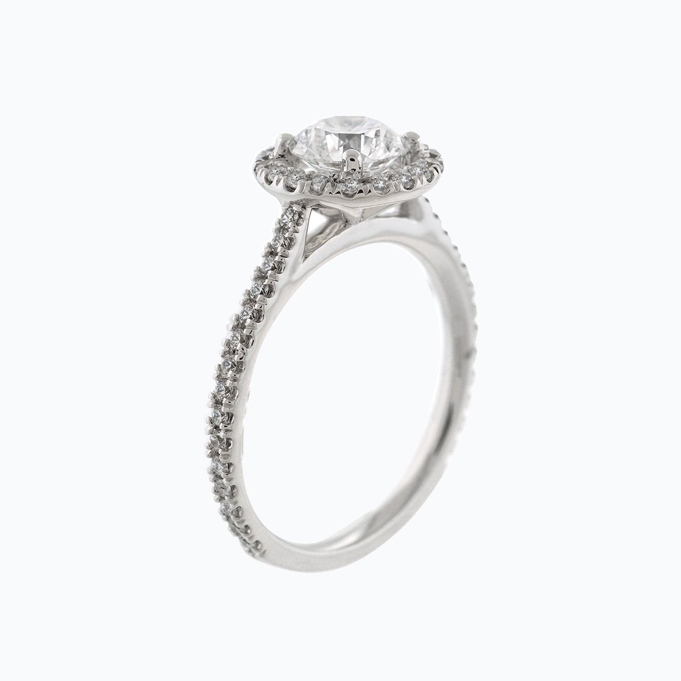 1.0 CT Round Halo & Pave Lab Grown Diamond Engagement Ring
