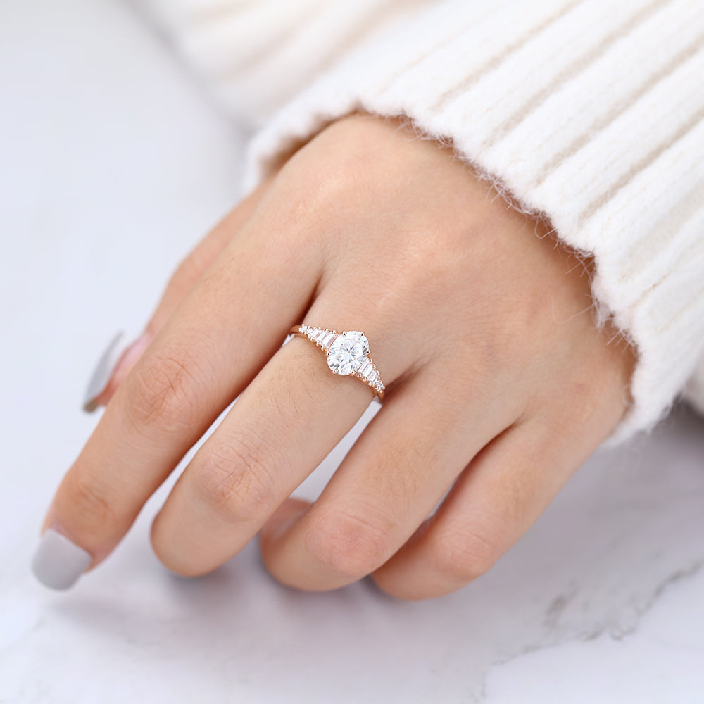 1.33 CT Oval Pave Lab-Grown Diamond Engagement Ring