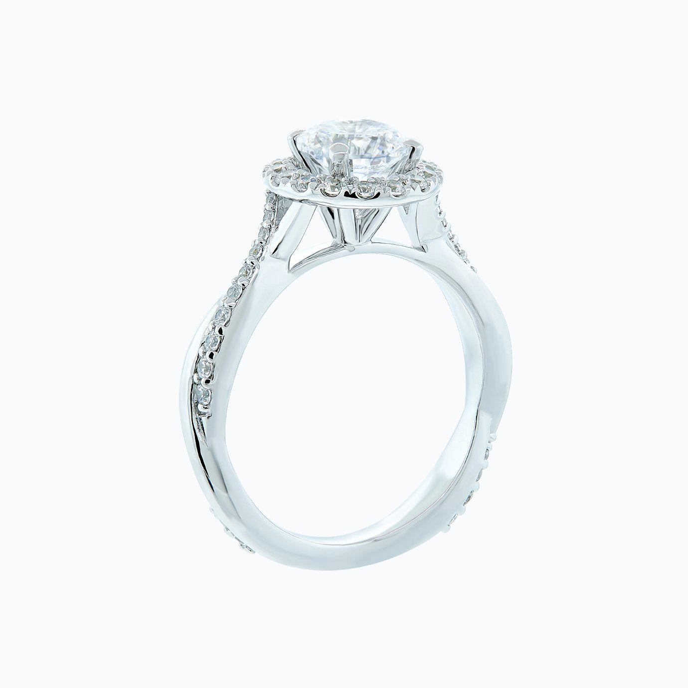1.0 CT Round Crisscross Pave Lab Grown Diamond Engagement Ring