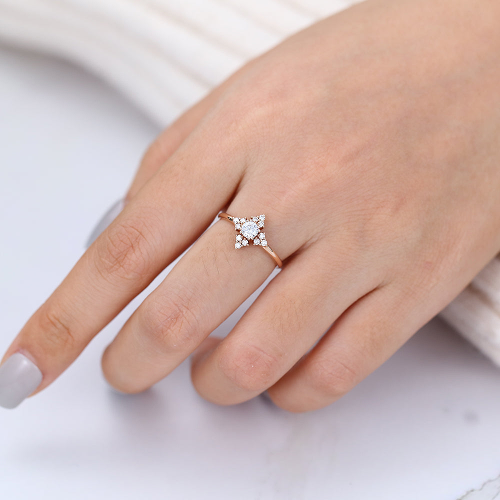 0.22 CT Round Cluster Moissanite Engagement Ring