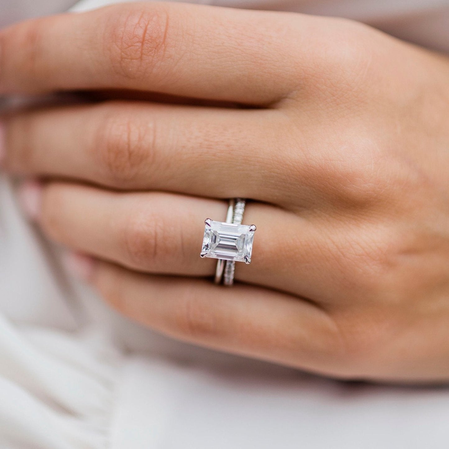 2.6 CT Emerald Solitaire Lab Grown Diamond Engagement Ring