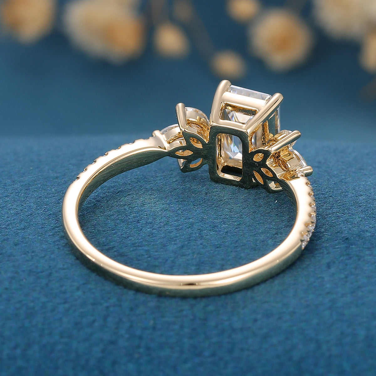 0.92 CT Emerald Cluster Lab Grown Diamond Engagement Ring