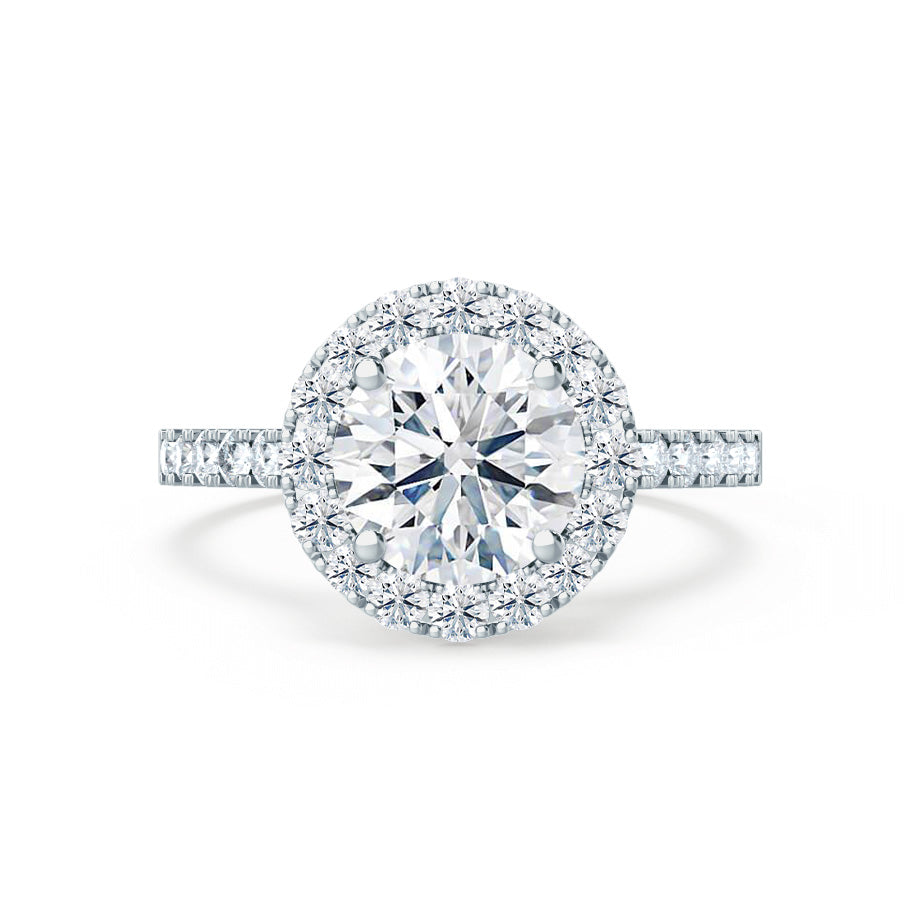 0.8 CT Round Halo & Pave Lab Grown Diamond Engagement Ring