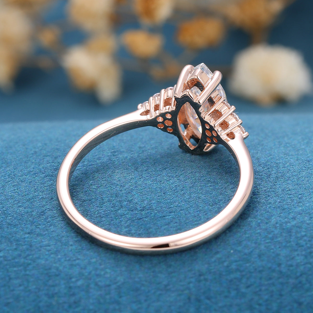 0.9 CT Marquise Cluster Lab Grown Diamond Engagement Ring