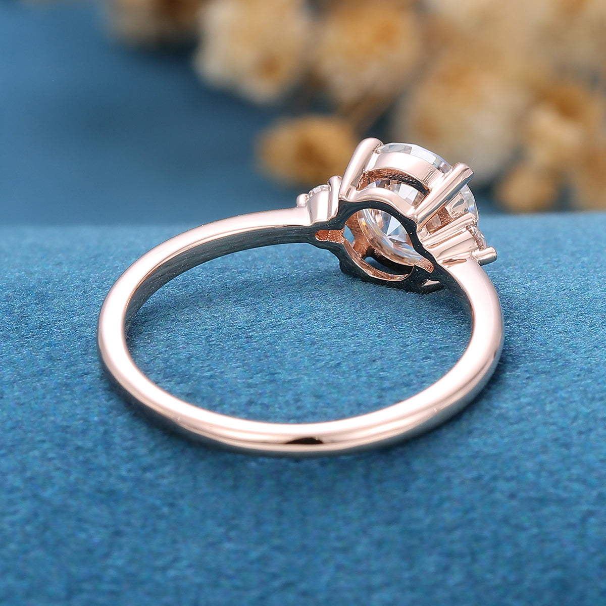 0.88 CT Round Three Stone Lab Grown Diamond Engagement Ring