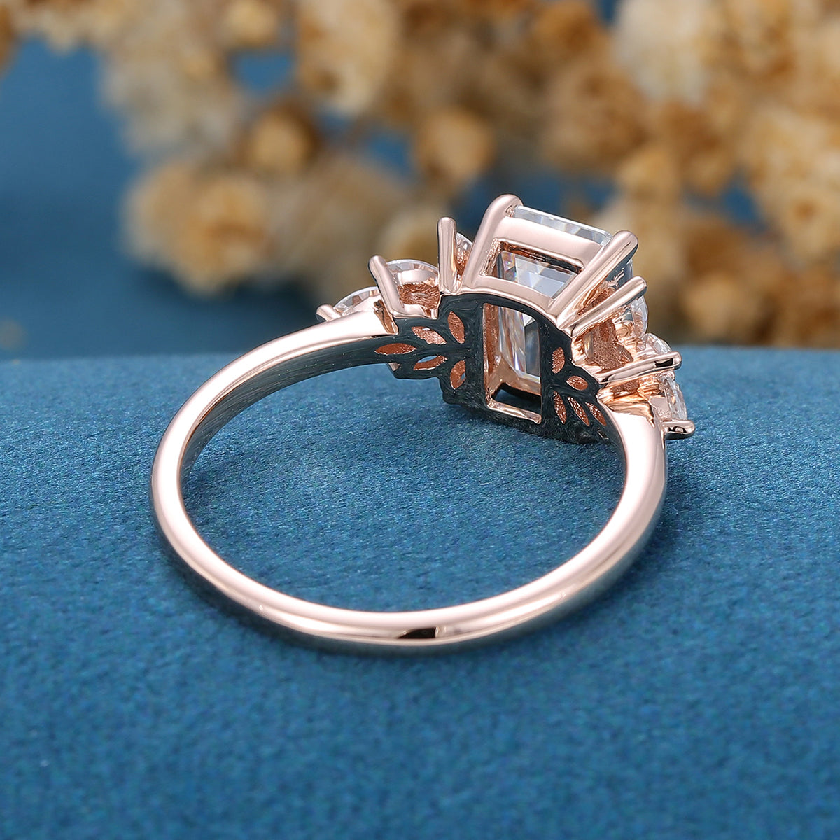 1.6 CT Emerald Cluster Lab Grown Diamond Engagement Ring