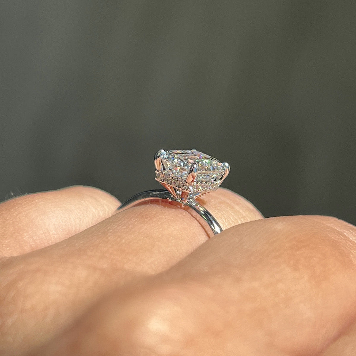 Stunning 1.70 CT Emerald Moissanite Engagement Ring with Hidden Halo Design 4