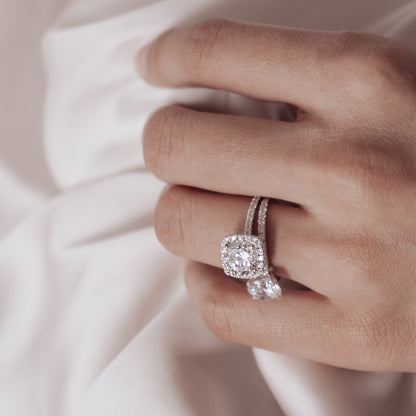 1.50 CT Round Halo & Pave Lab Grown Diamond Engagement Ring