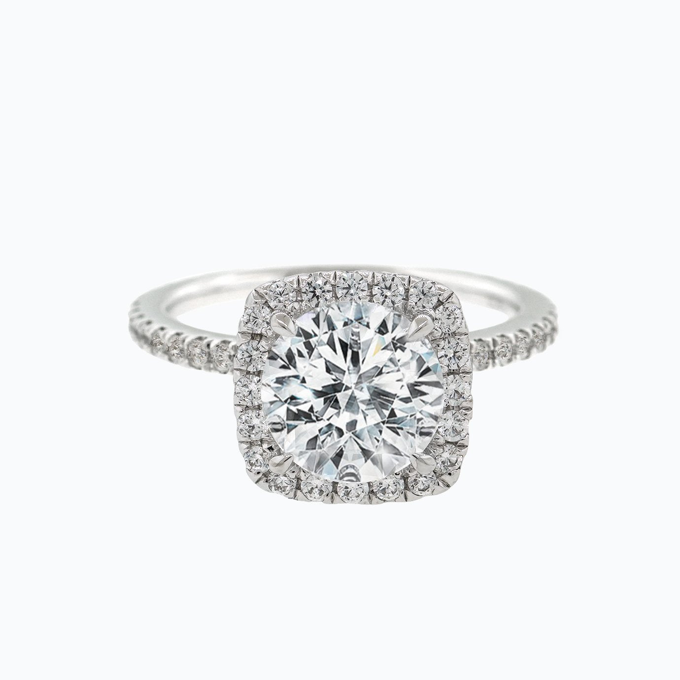 1.50 CT Round Halo & Pave Lab Grown Diamond Engagement Ring