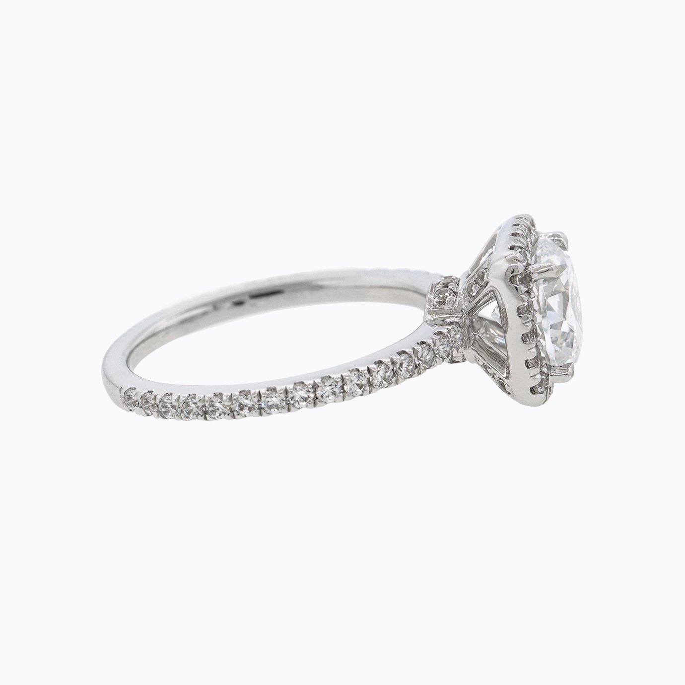 1.50 CT Round Halo & Pave Lab Grown Diamond Engagement Ring