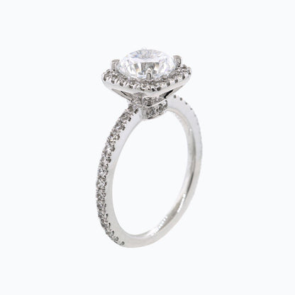 1.50 CT Round Halo & Pave Lab Grown Diamond Engagement Ring