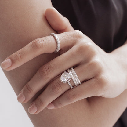 1.50 CT Oval Halo & Pave Lab Grown Diamond Engagement Ring