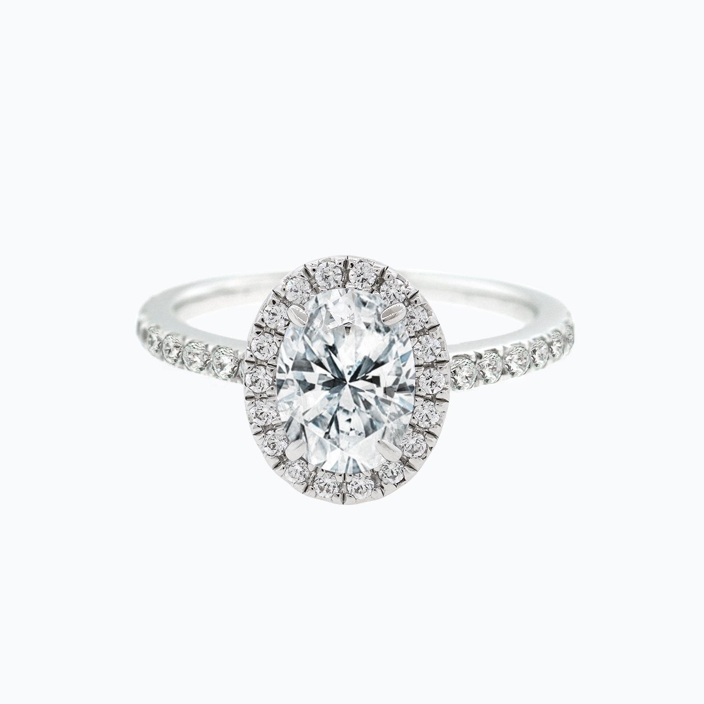 1.50 CT Oval Halo & Pave Lab Grown Diamond Engagement Ring