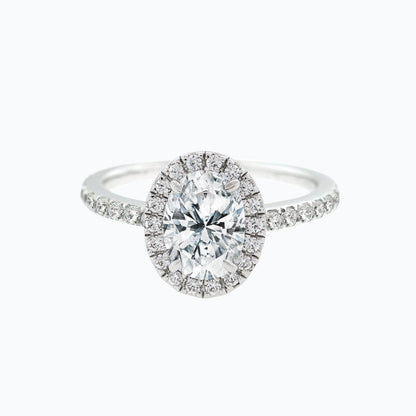 1.50 CT Oval Halo & Pave Lab Grown Diamond Engagement Ring