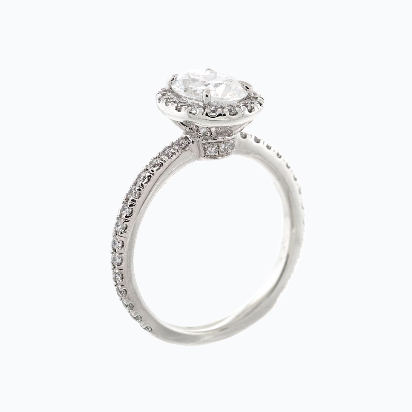 1.50 CT Oval Halo & Pave Lab Grown Diamond Engagement Ring