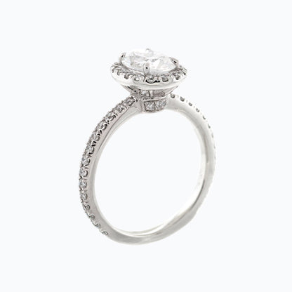 1.50 CT Oval Halo & Pave Lab Grown Diamond Engagement Ring