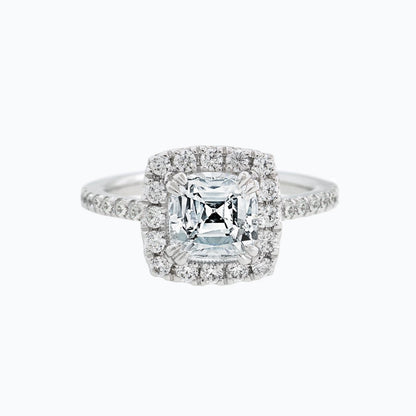 1.50 CT Cushion Halo & Pave Lab Grown Diamond Engagement Ring