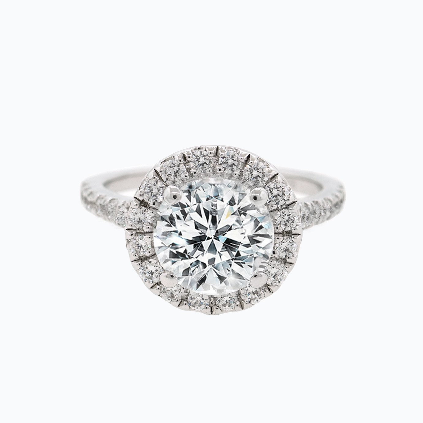 1.50 CT Round Halo & Pave Lab Grown Diamond Engagement Ring