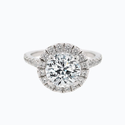1.50 CT Round Halo & Pave Lab Grown Diamond Engagement Ring