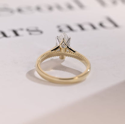 Stunning 1.0 - 2.0 CT Marquise Moissanite Engagement Ring Solitaire Style 5