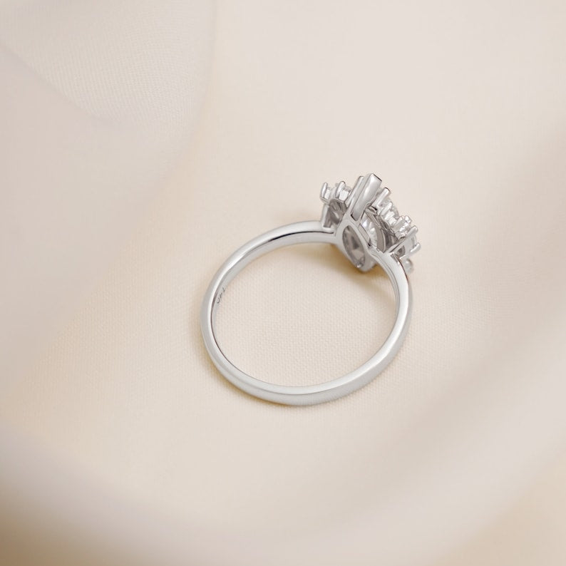 Stunning 1.0 - 2.0 CT Marquise Moissanite Engagement Ring with Cluster Design 8