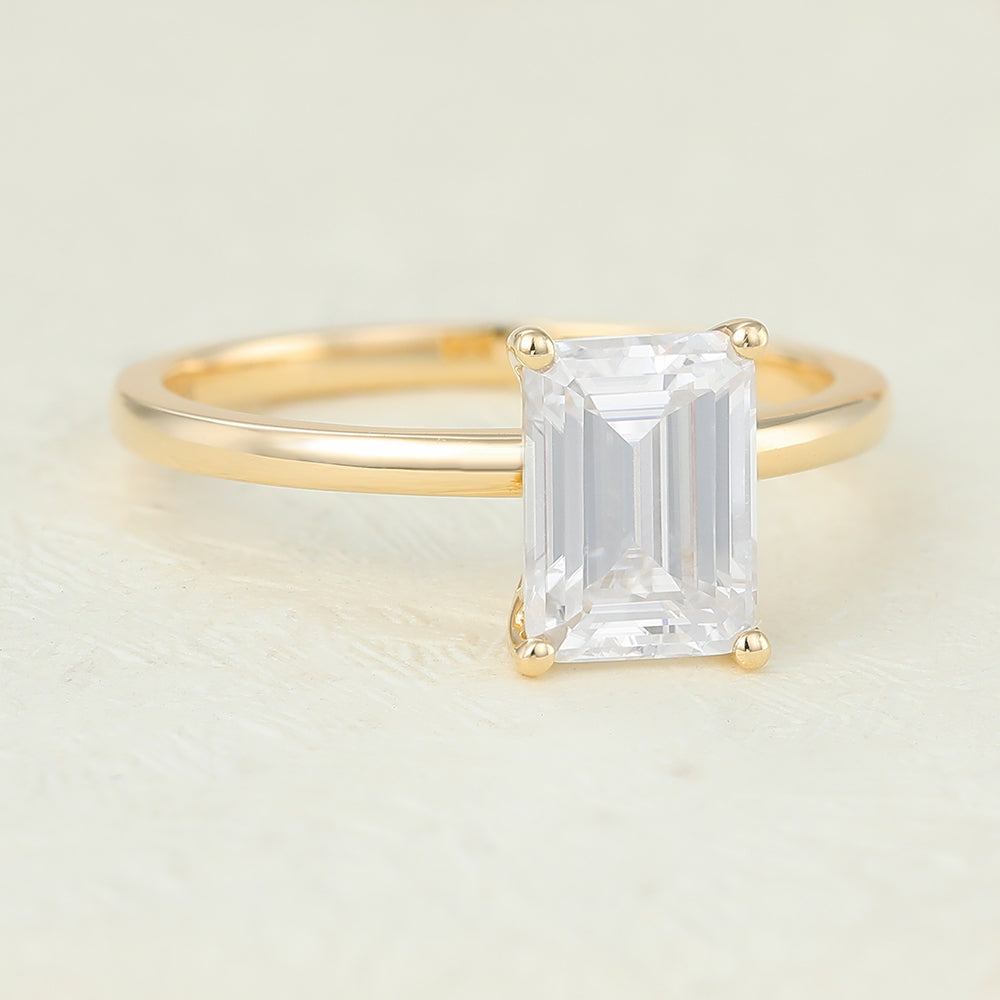 1.6 CT Emerald Solitaire Lab-Grown Diamond Engagement Ring