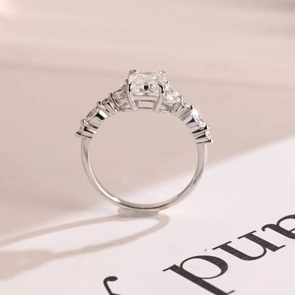 Stunning 1.0 - 2.0 CT Radiant Moissanite Engagement Ring with Double Shank & Pave Design 8