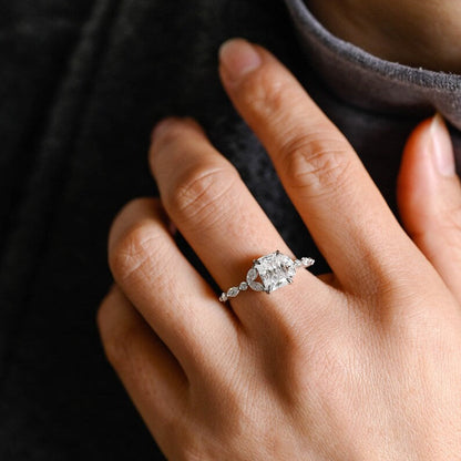 Stunning 1.0 - 2.0 CT Radiant Moissanite Engagement Ring with Double Shank & Pave Design 6