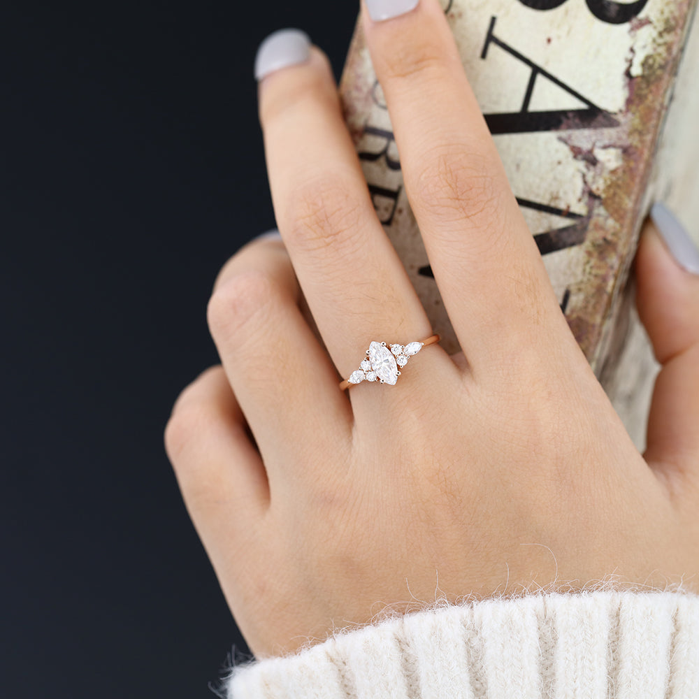 0.47 CT Marquise Cluster Lab-Grown Diamond Engagement Ring