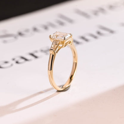 Stunning 1.0 - 2.0 CT Emerald Moissanite Engagement Ring with Three Stone Design 3