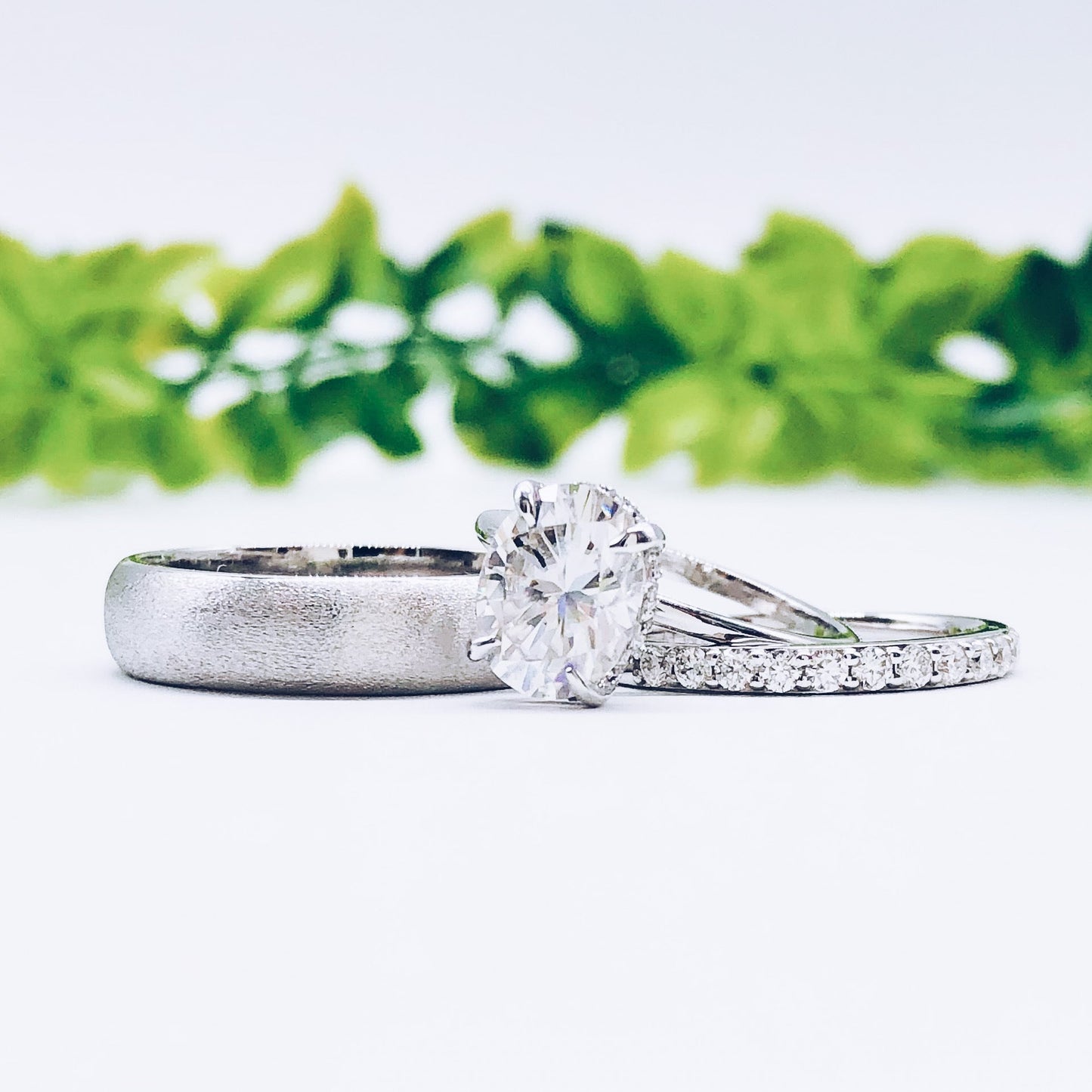 2.72 CT Oval Hidden Halo Moissanite Engagement Ring
