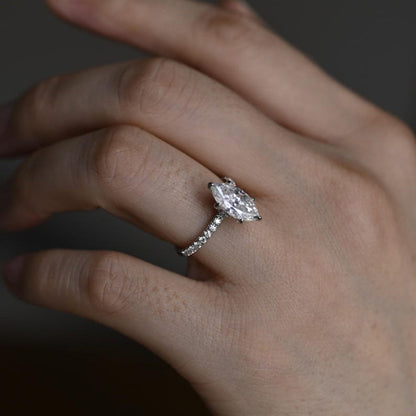 Stunning 1.0 - 2.0 CT Marquise Moissanite Engagement Ring with Pave Design 4