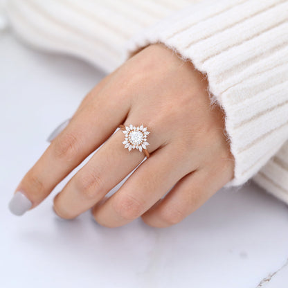 0.41 CT Round Cluster Moissanite Engagement Ring
