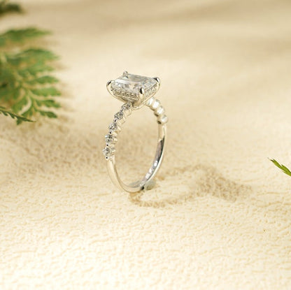 Stunning 1.0 - 2.0 CT Emerald Moissanite Engagement Ring with Hidden Halo Design 9