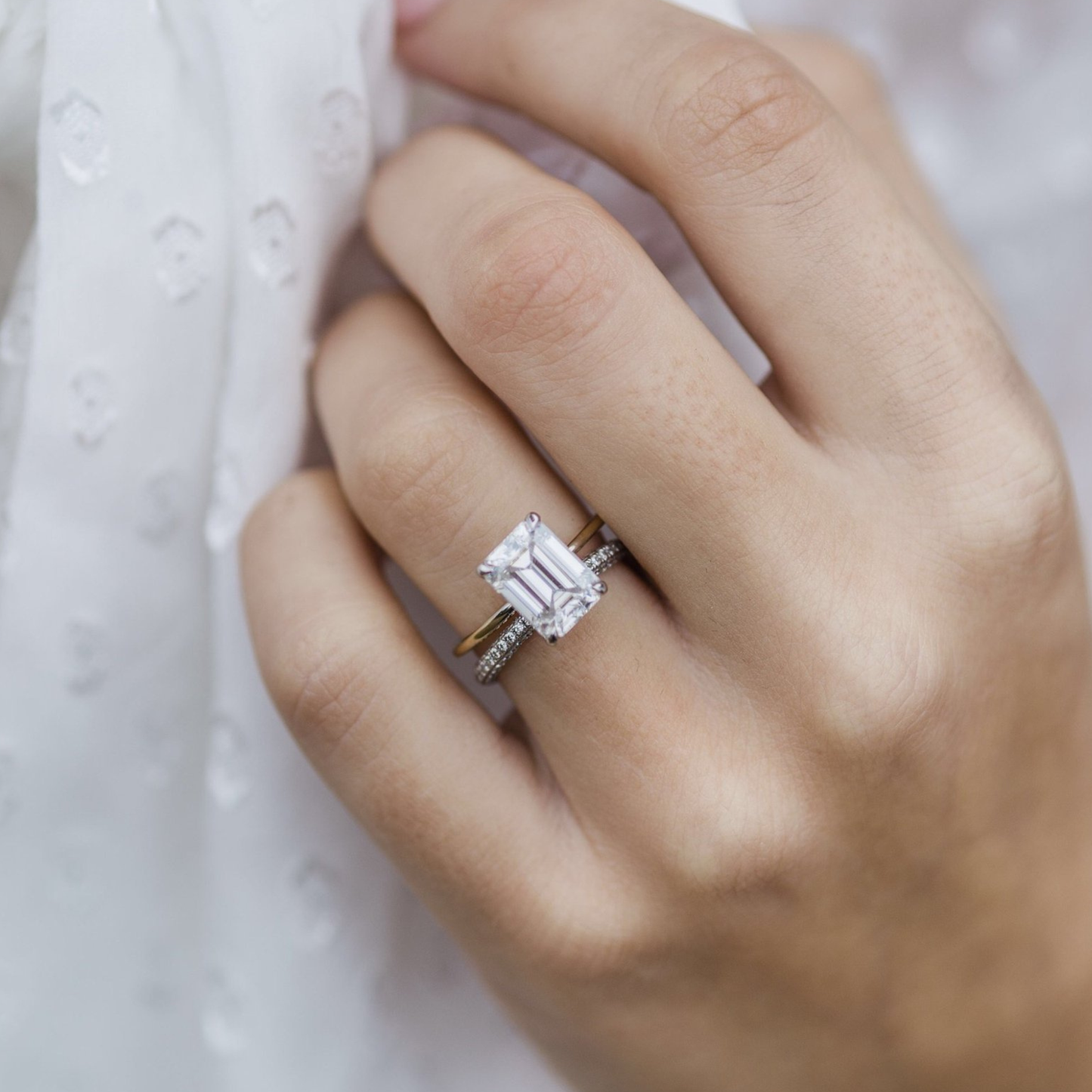 2.6 CT Emerald Solitaire Lab Grown Diamond Engagement Ring