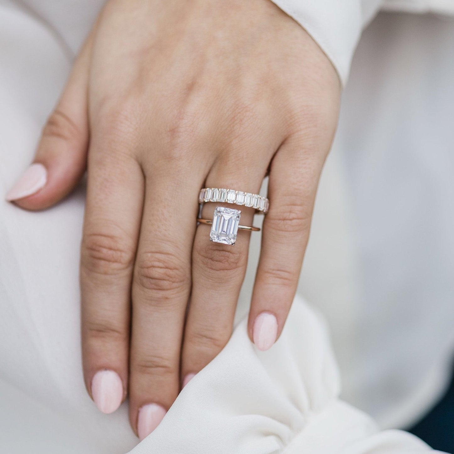 3.5 CT Emerald Hidden Halo Lab Grown Diamond Engagement Ring