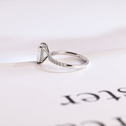 Stunning 1.0 - 2.0 CT Emerald Moissanite Engagement Ring With Hidden Halo Design 7