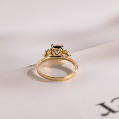 Stunning 1.0 - 2.0 CT Emerald Moissanite Engagement Ring With Cluster Design 10