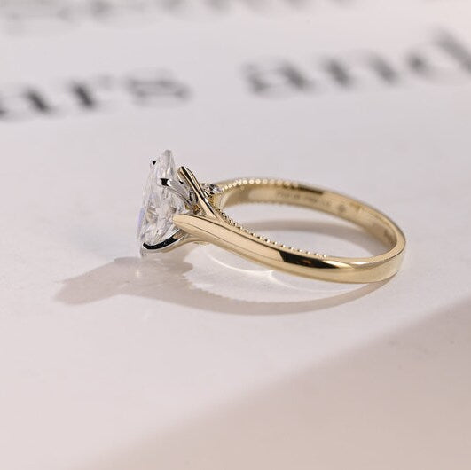 Stunning 1.0 - 2.0 CT Marquise Moissanite Engagement Ring Solitaire Style 10