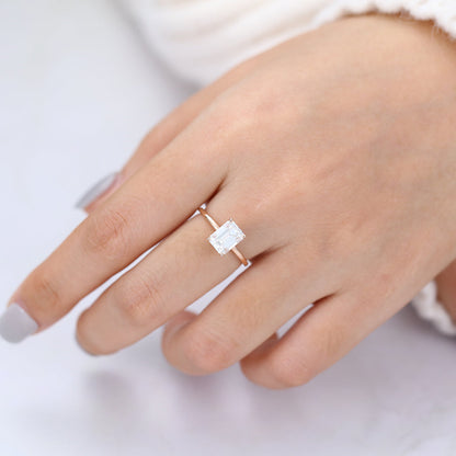 1.6 CT Emerald Solitaire Lab-Grown Diamond Engagement Ring