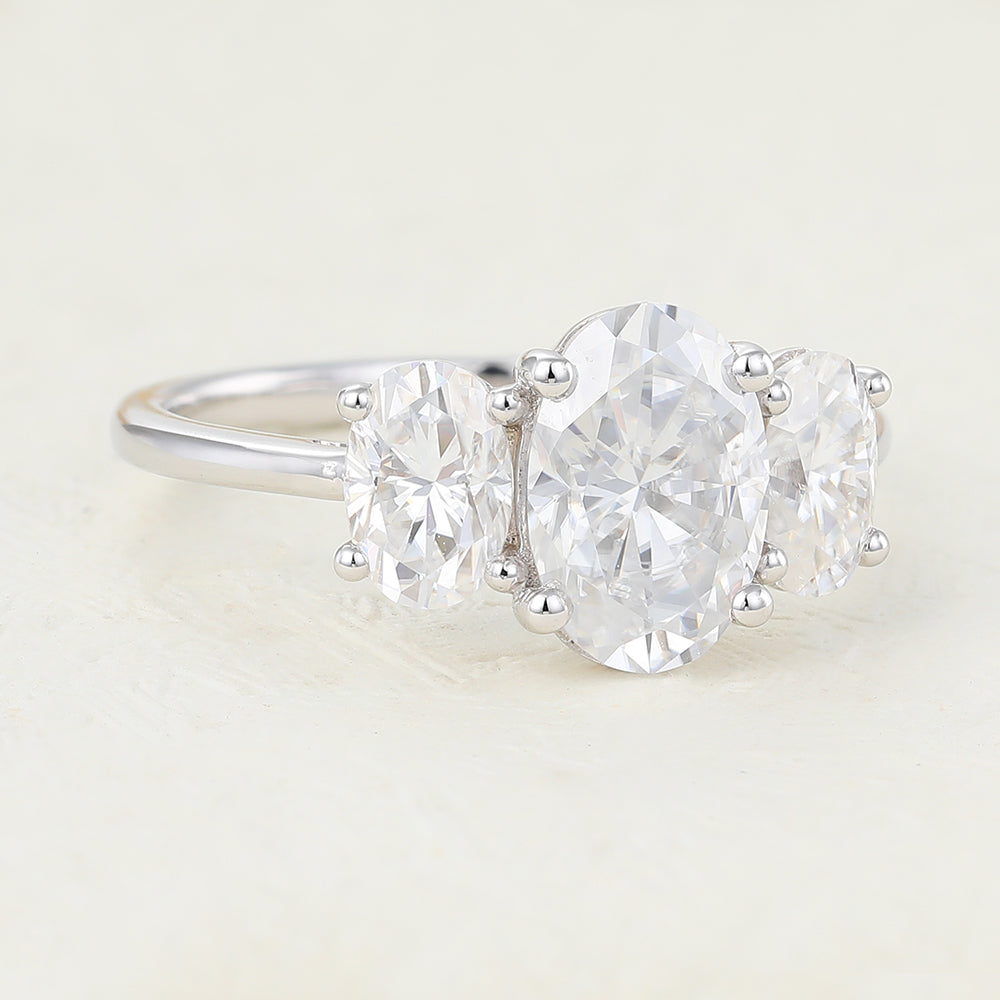 1.91 CT Oval Three Stone Lab-Grown Diamond Engagement Ring