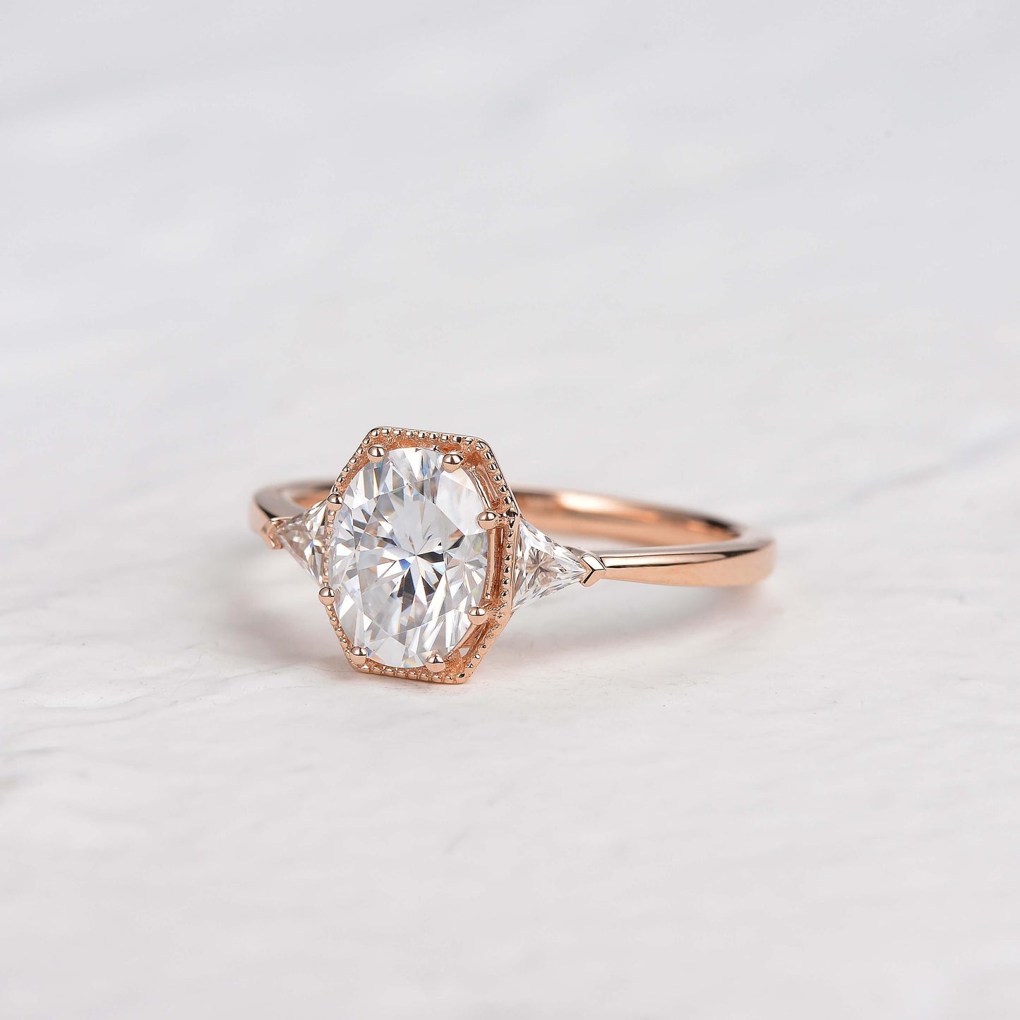 1.33 CT Oval Three Stone Lab Grown Diamond Engagement Ring