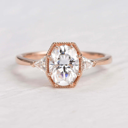 1.33 CT Oval Three Stone Lab Grown Diamond Engagement Ring