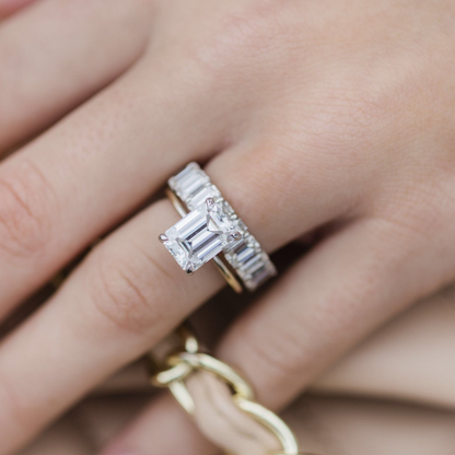 2.6 CT Emerald Solitaire Lab Grown Diamond Engagement Ring