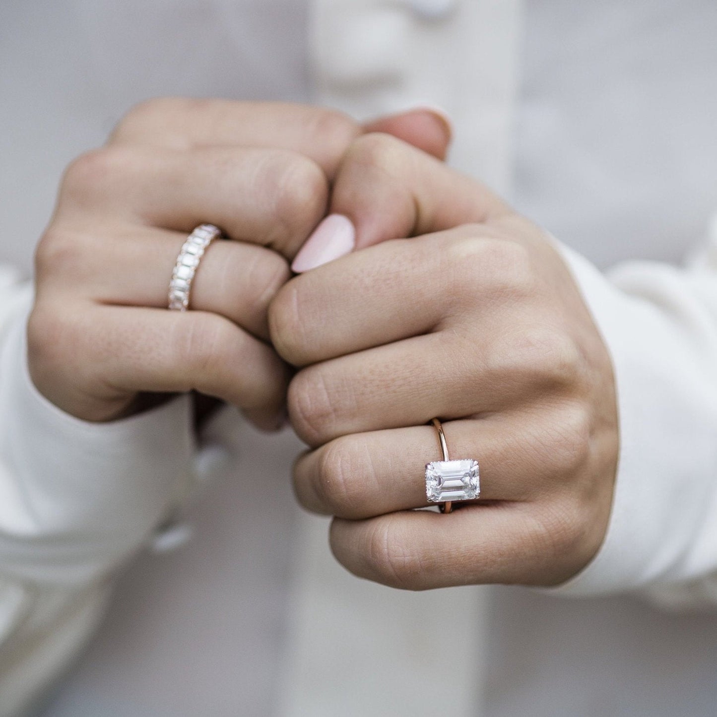 3.5 CT Emerald Hidden Halo Lab Grown Diamond Engagement Ring