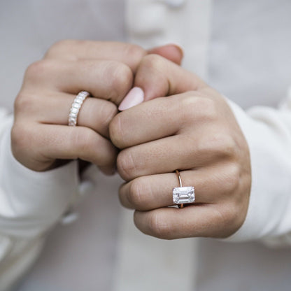 3.5 CT Emerald Hidden Halo Lab Grown Diamond Engagement Ring