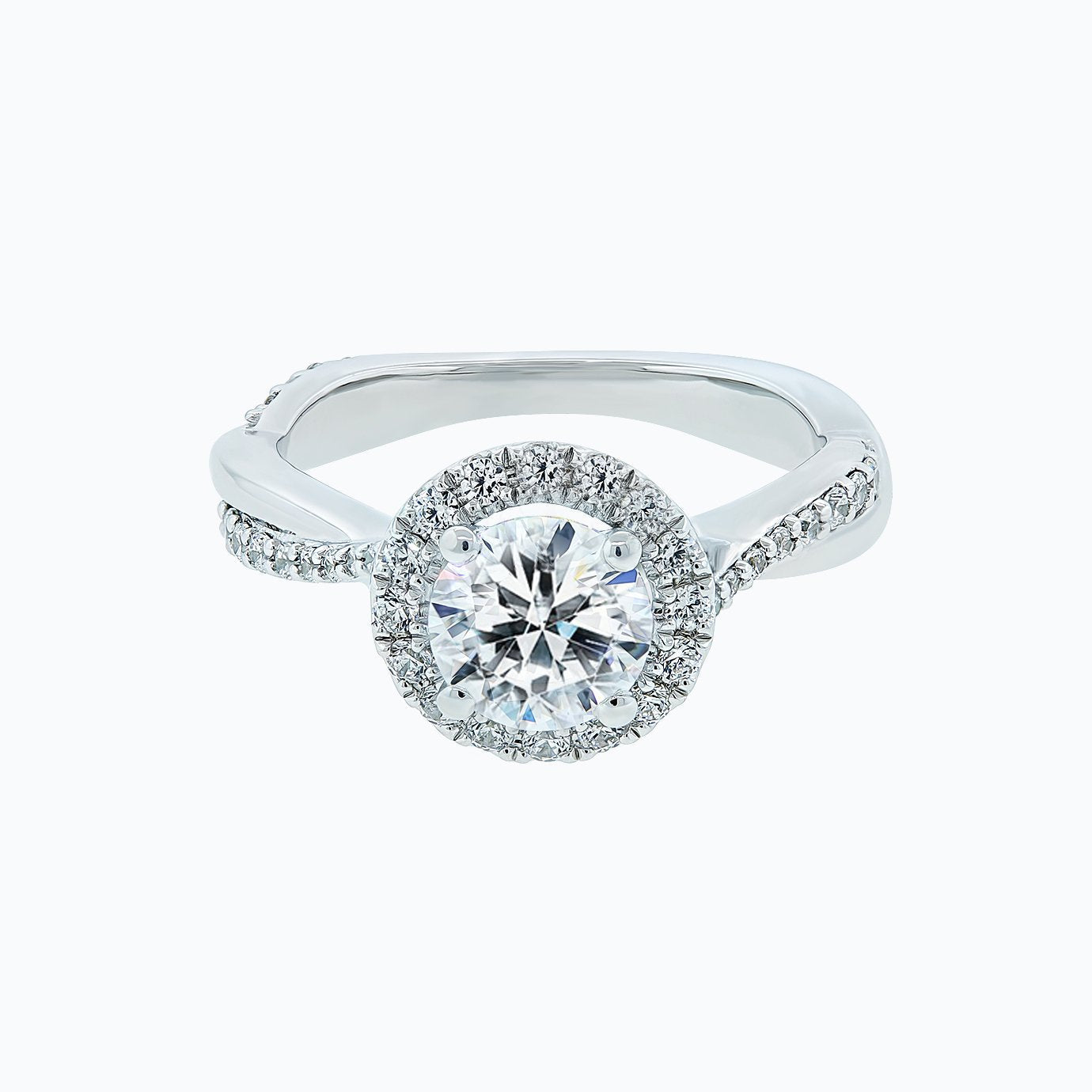 1.0 CT Round Crisscross Pave Lab Grown Diamond Engagement Ring
